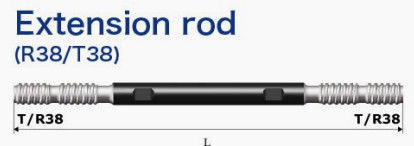 Forage de roche R38/T38 Rod Carbon Steel Threaded Extension Rod 3050mm